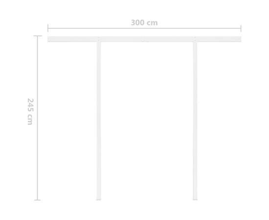 Copertină retractabilă manual cu stâlpi, galben/alb, 3x2,5 m, 11 image