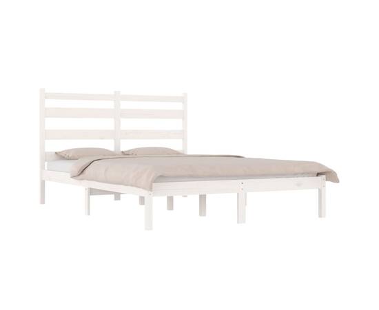 Cadru de pat, alb, 200x200 cm, lemn masiv de pin, 3 image