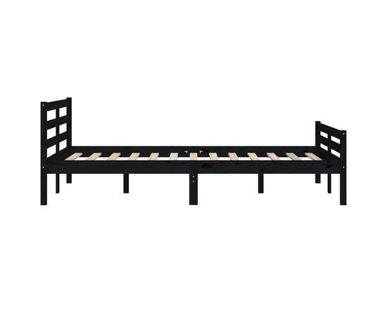 Cadru de pat king size 5ft, 150x200 cm, negru, lemn masiv, 6 image