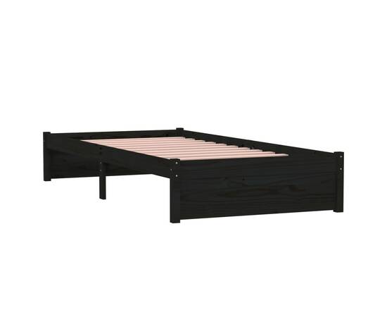 Cadru de pat single 3ft, negru, 90x190 cm, lemn masiv, 4 image