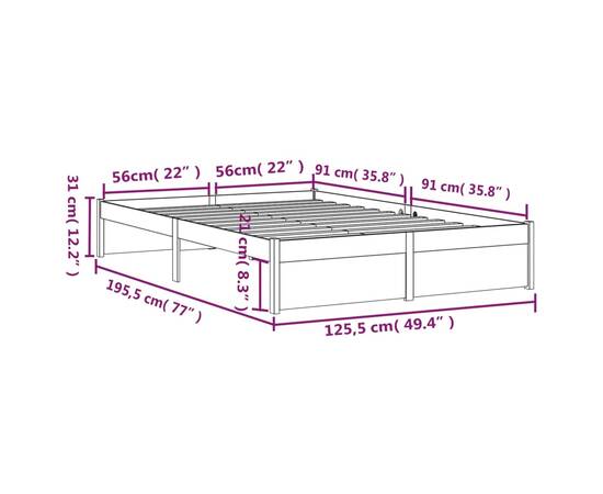 Cadru de pat small double 4ft, negru, 120x190 cm, lemn masiv, 10 image