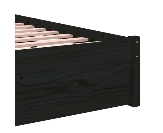 Cadru de pat small single 2ft6, negru, 75x190 cm, lemn masiv, 7 image