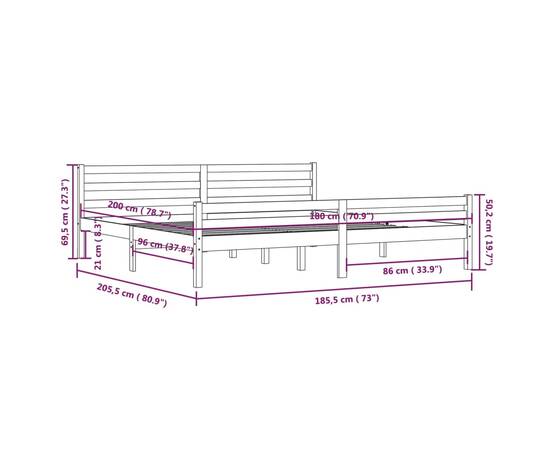 Cadru de pat super king 6ft, 180x200 cm, lemn masiv pin, 10 image