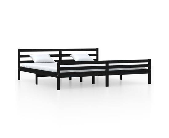 Cadru de pat super king 6ft, 180x200 cm, negru, lemn masiv, 2 image
