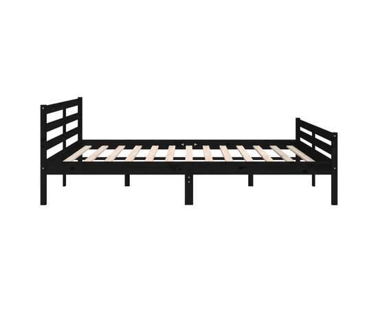 Cadru de pat super king 6ft, 180x200 cm, negru, lemn masiv, 6 image