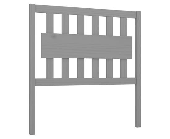 Tăblie de pat, gri, 95,5x4x100 cm, lemn masiv de pin, 2 image