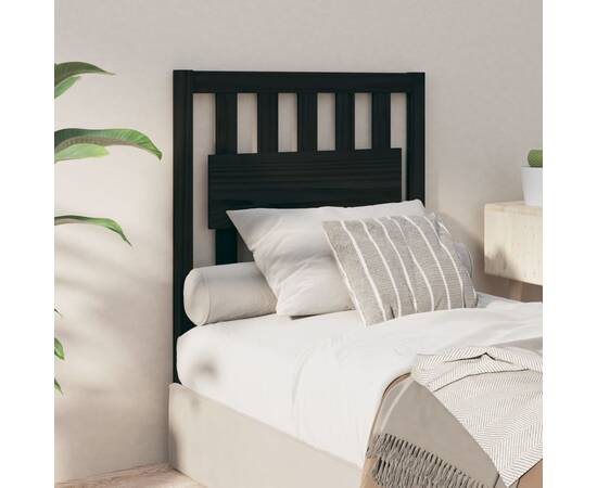Tăblie de pat, negru, 80,5x4x100 cm, lemn masiv de pin, 4 image