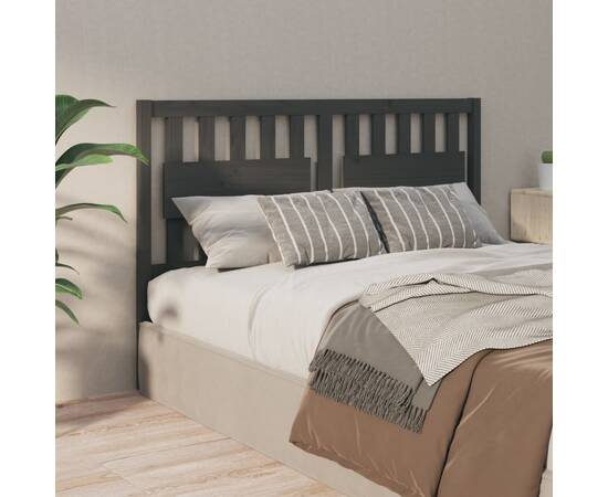 Tăblie de pat, gri, 165,5x4x100 cm, lemn masiv de pin, 4 image