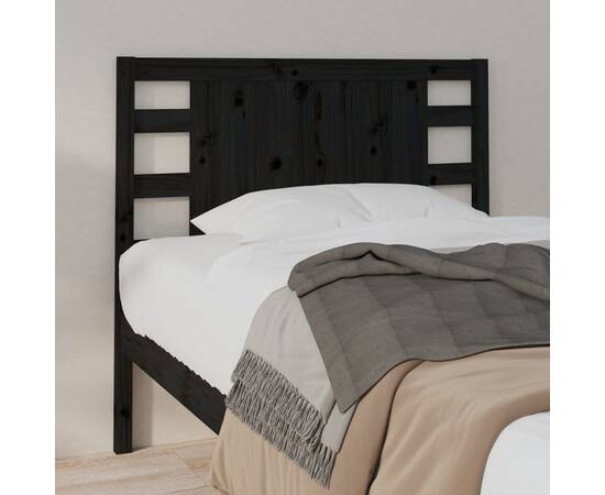 Tăblie de pat, negru, 106x4x100 cm, lemn masiv de pin, 4 image