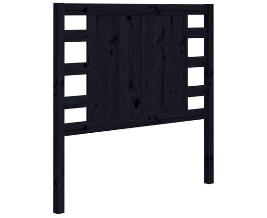 Tăblie de pat, negru, 106x4x100 cm, lemn masiv de pin, 2 image