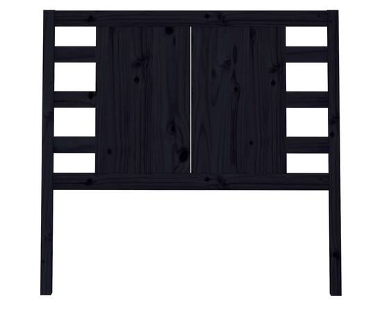 Tăblie de pat, negru, 106x4x100 cm, lemn masiv de pin, 3 image