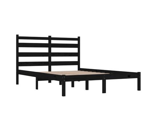 Cadru de pat, negru, 200x200 cm, lemn masiv de pin, 4 image