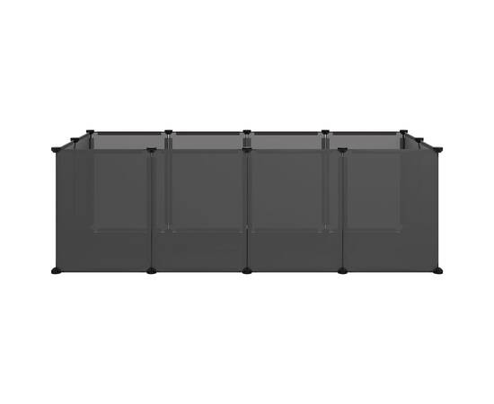 Cușcă pentru animale mici, negru, 144x74x46,5 cm, pp și oțel, 3 image