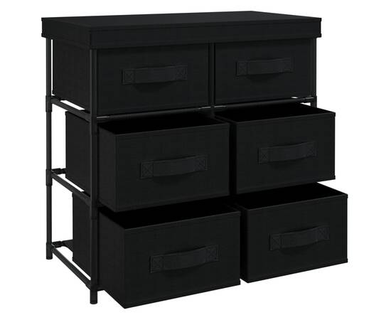 Dulap depozitare cu 6 sertare, negru, 55x29x55 cm, oțel, 5 image