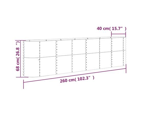 Jardinieră antracit 260x40x68 cm oțel vopsit electrostatic, 6 image