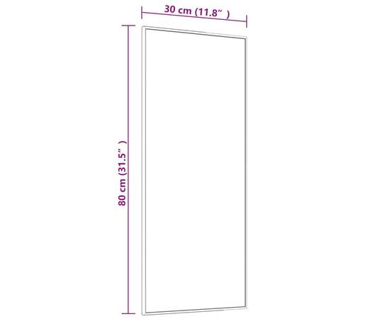 Oglindă pentru ușă, negru, 30x80 cm, sticlă și aluminiu, 4 image