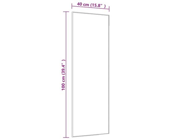 Oglindă pentru ușă, negru, 40x100 cm, sticlă și aluminiu, 4 image