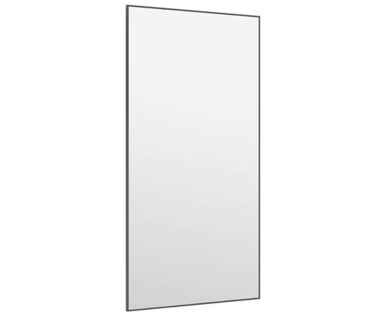 Oglindă pentru ușă, negru, 50x100 cm, sticlă și aluminiu, 3 image