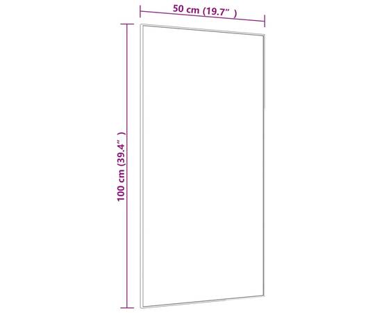 Oglindă pentru ușă, negru, 50x100 cm, sticlă și aluminiu, 4 image