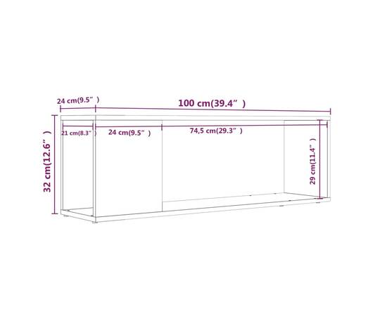 Comodă tv, sonoma gri, 100x24x32 cm, lemn prelucrat, 7 image