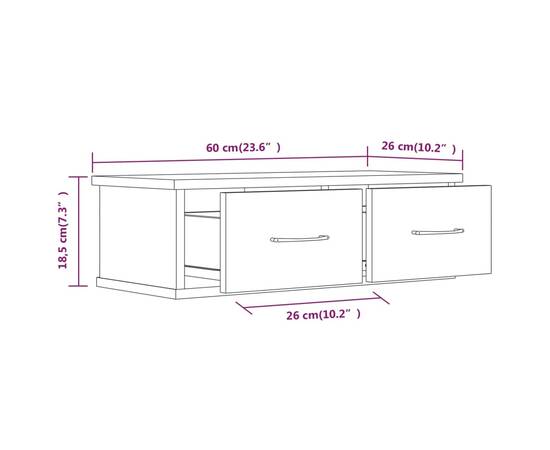 Dulap de perete, stejar fumuriu, 60x26x18,5 cm lemn prelucrat, 8 image