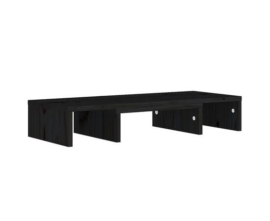 Stand pentru monitor, negru, 60x24x10,5 cm, lemn masiv de pin, 3 image
