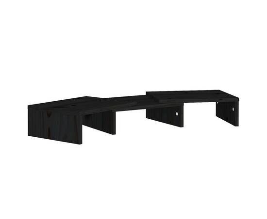 Stand pentru monitor, negru, 60x24x10,5 cm, lemn masiv de pin, 2 image