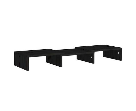 Stand pentru monitor, negru, 60x24x10,5 cm, lemn masiv de pin, 4 image