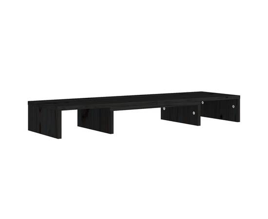 Stand pentru monitor, negru, 80x24x10,5 cm, lemn masiv de pin, 3 image