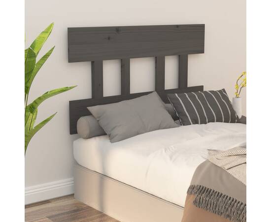 Tăblie de pat, gri, 78,5x3x81 cm, lemn masiv de pin, 5 image