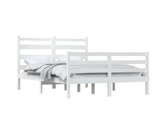 Cadru de pat, 120x200 cm, lemn masiv de pin, alb, 3 image