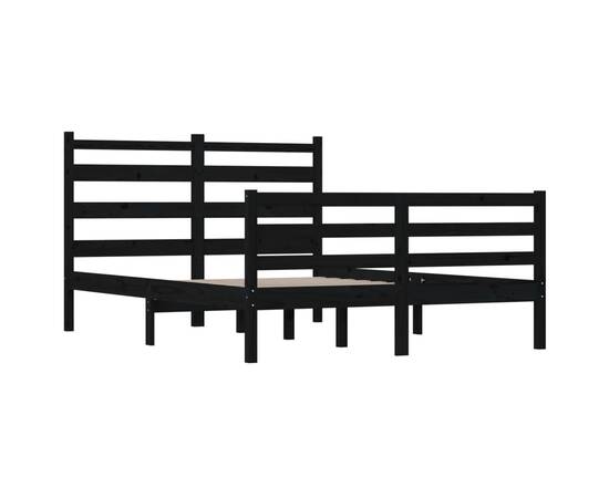 Cadru de pat, 120x200 cm, lemn masiv de pin, negru, 4 image