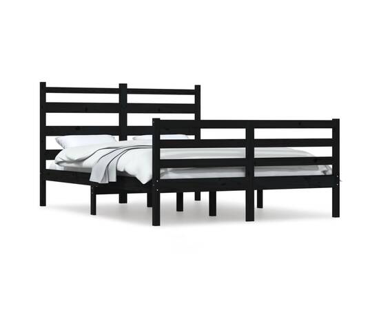 Cadru de pat, 120x200 cm, lemn masiv de pin, negru, 2 image