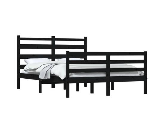 Cadru de pat, 120x200 cm, lemn masiv de pin, negru, 3 image
