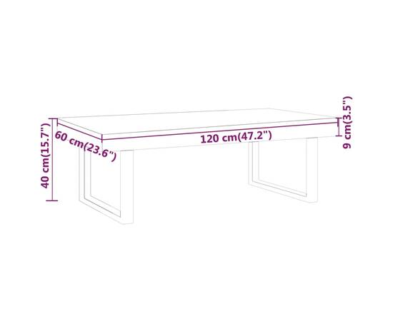 Măsuță de cafea, maro deschis & negru, 120x60x40 cm, mdf & fier, 6 image