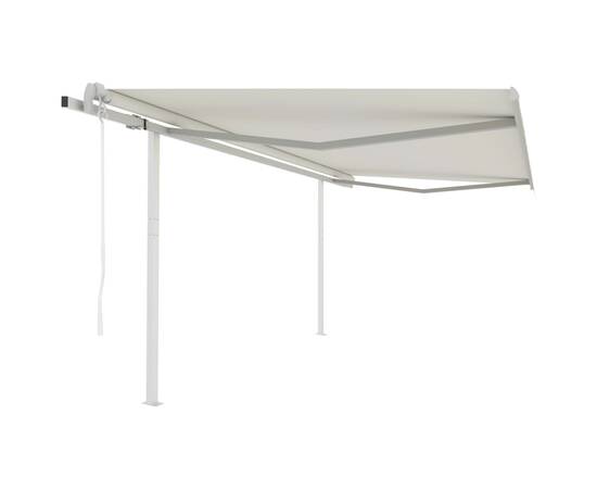 Copertină retractabilă automat, cu stâlpi, crem, 4x3 m