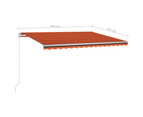 Copertină retractabilă automat cu stâlpi, portocaliu&maro 4x3 m, 11 image