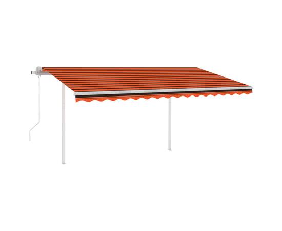 Copertină retractabilă automat cu stâlpi, portocaliu&maro 4x3 m, 2 image