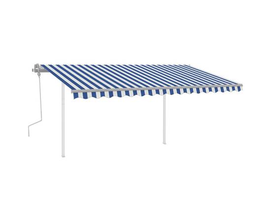 Copertină retractabilă manual, cu led, albastru și alb, 4x3 m, 2 image