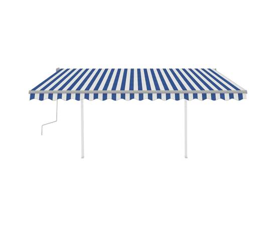 Copertină retractabilă manual, cu led, albastru și alb, 4x3 m, 3 image