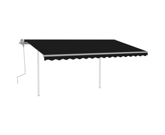 Copertină retractabilă manual, cu led, antracit, 4x3 m, 2 image