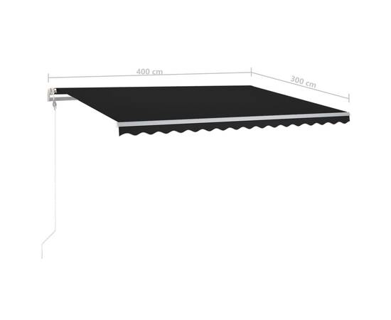 Copertină retractabilă manual, cu led, antracit, 4x3 m, 10 image