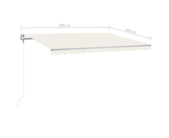 Copertină retractabilă manual, cu led, crem, 4x3 m, 10 image