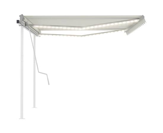 Copertină retractabilă manual, cu led, crem, 4x3 m, 4 image