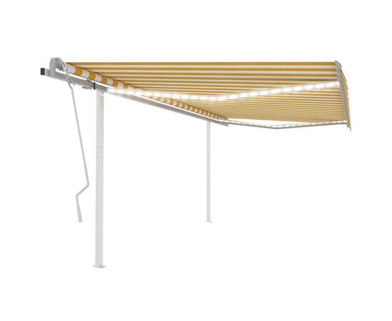 Copertină retractabilă manual, cu led, galben și alb, 4x3 m