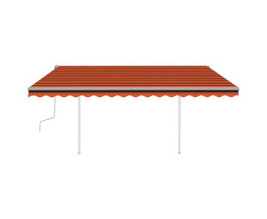 Copertină retractabilă manual cu led, portocaliu și maro, 4x3 m, 3 image