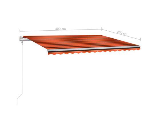 Copertină retractabilă manual cu led, portocaliu și maro, 4x3 m, 10 image