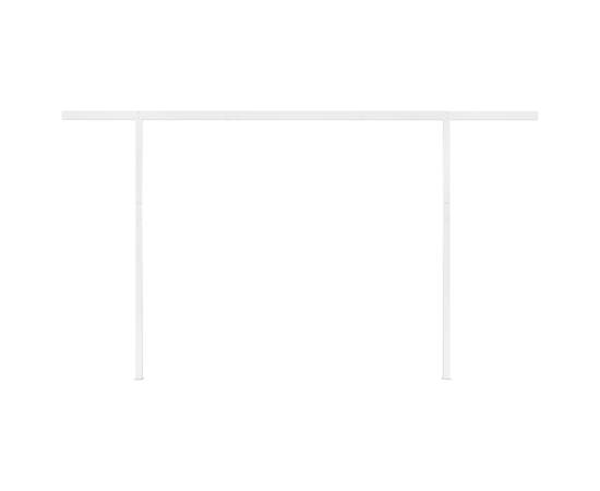 Copertină retractabilă manual cu stâlpi, albastru&alb, 4x3,5 m, 7 image