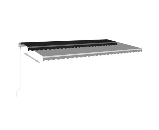 Copertină retractabilă manual cu stâlpi, antracit, 6x3 m, 5 image