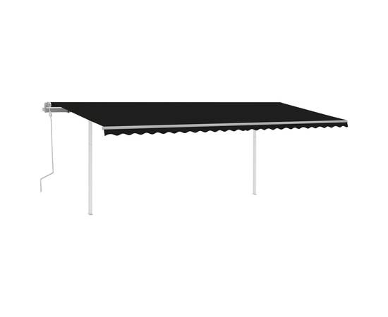 Copertină retractabilă manual cu stâlpi, antracit, 6x3 m, 2 image